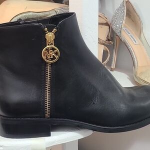 Michael Kors Black Ankle Booties with Gold Accent